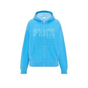 PINK Victoria's Secret Full Zip Hoodie Blue Large New With Tags